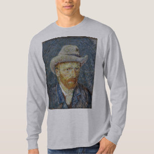 Van Gogh Självporträtt Grått Felt Hat Painting Art T-shirt
