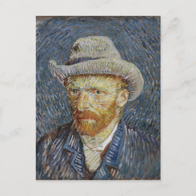 Van Gogh Självporträtt Grått Felt Hat Painting Art Vykort (Framsida)