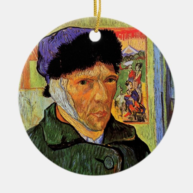 Van Gogh, Självporträtt med Bandaged Ear Julgransprydnad Keramik (Framsidan)