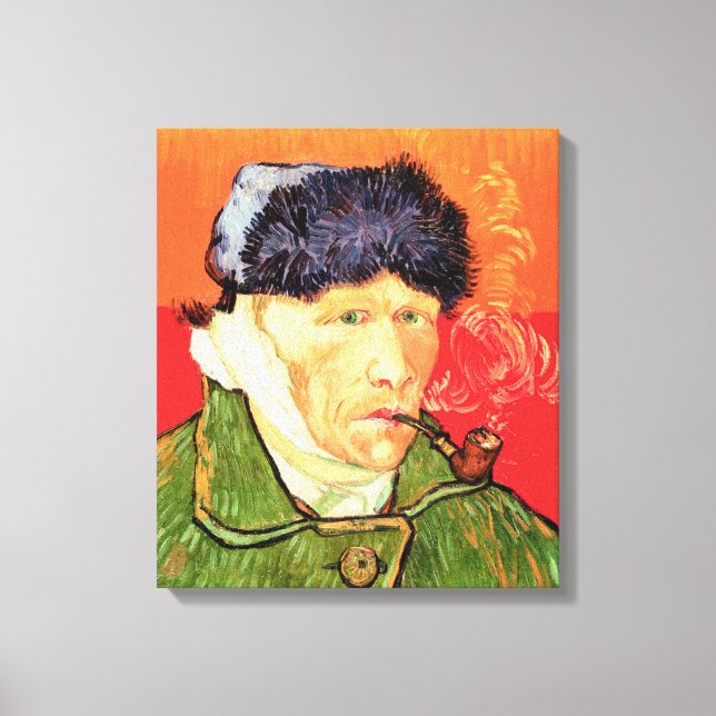 Van Gogh - Självporträtt med Bandaged Ear & Pipe Canvastryck (Framsida)