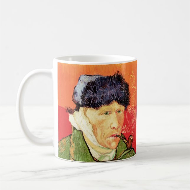 Van Gogh - Självporträtt med Bandaged Ear & Pipe Kaffemugg (Vänster)