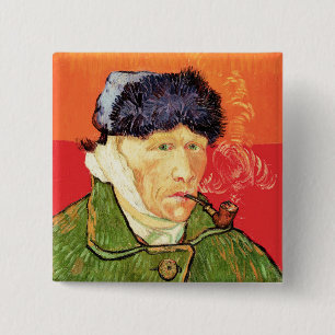 Van Gogh - Självporträtt med Bandaged Ear & Pipe Knapp