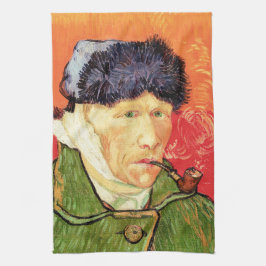 Van Gogh - Självporträtt med Bandaged Ear & Pipe Kökshandduk
