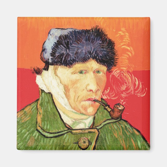 Van Gogh - Självporträtt med Bandaged Ear & Pipe Magnet (Framsidan)