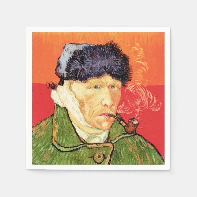 Van Gogh - Självporträtt med Bandaged Ear & Pipe Pappersservett (Framsidan)
