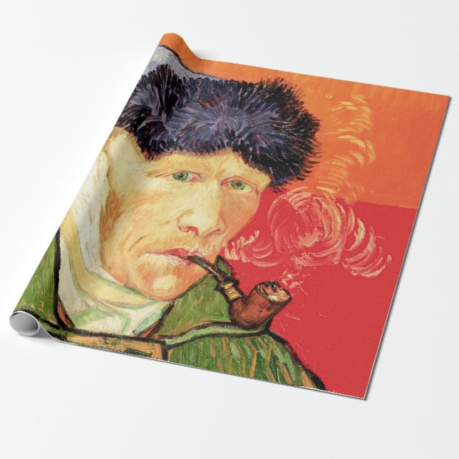 Van Gogh - Självporträtt med Bandaged Ear & Pipe Presentpapper (Utrullad)