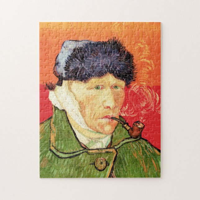 Van Gogh - Självporträtt med Bandaged Ear & Pipe Pussel (Vertikal)
