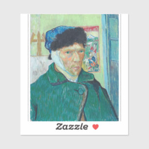 Van Gogh - Självporträtt med böjt öra Klistermärken