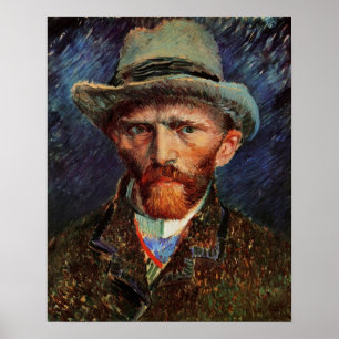 Van Gogh; Självporträtt med grå filtklädd hatt Poster