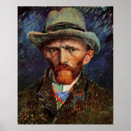 Van Gogh; Självporträtt med grå filtklädd hatt Poster