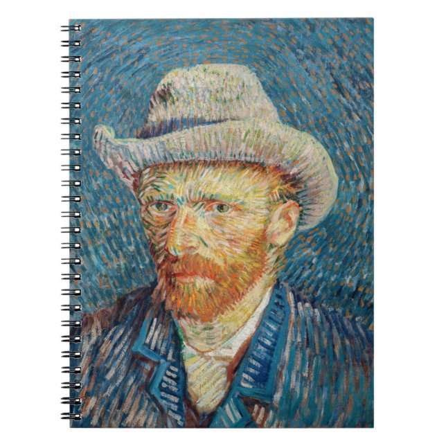 Van Gogh - Självporträtt med Grått Felt Hat Anteckningsbok (Framsidan)