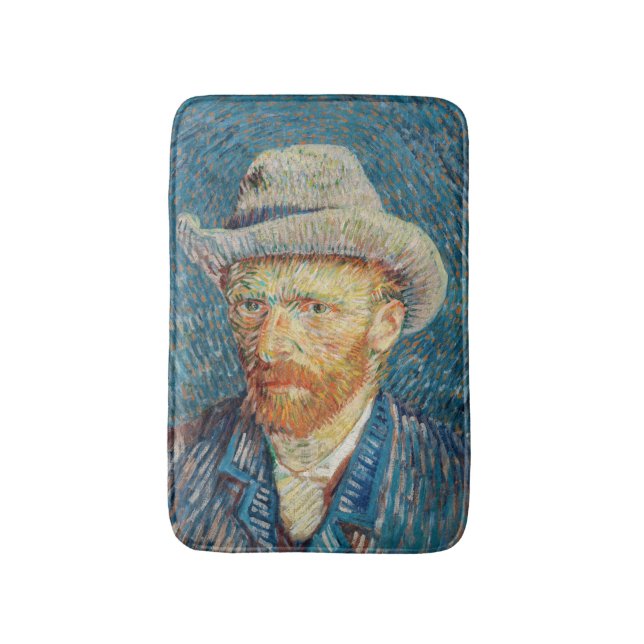 Van Gogh - Självporträtt med Grått Felt Hat Badrumsmatta (Framsidan (Vertikal))