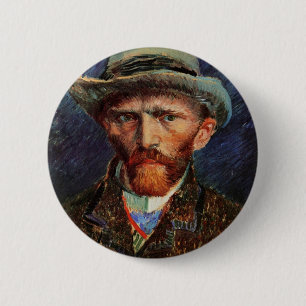 Van Gogh, Självporträtt med Grått Felt Hat Knapp