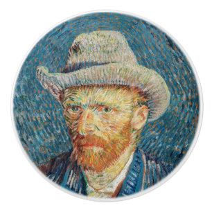 Van Gogh - Självporträtt med Grått Felt Hat Knopp