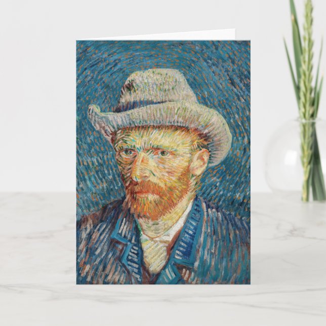 Van Gogh - Självporträtt med Grått Felt Hat Kort (Framsida)