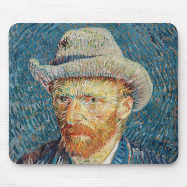 Van Gogh - Självporträtt med Grått Felt Hat Musmatta (Framsidan)