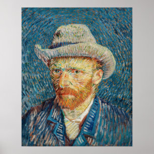 Van Gogh - Självporträtt med Grått Felt Hat Poster