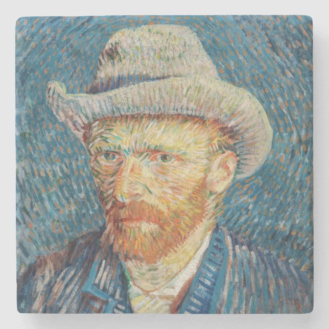 Van Gogh - Självporträtt med Grått Felt Hat Stenunderlägg (Framsidan)