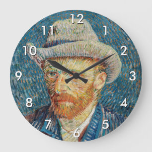 Van Gogh - Självporträtt med Grått Felt Hat Stor Klocka