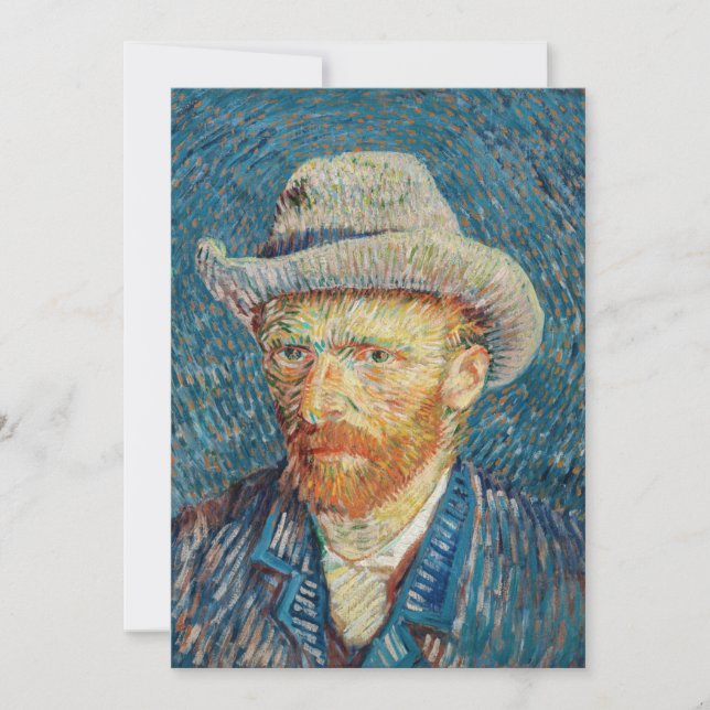 Van Gogh - Självporträtt med Grått Felt Hat Tack Kort (Framsida)