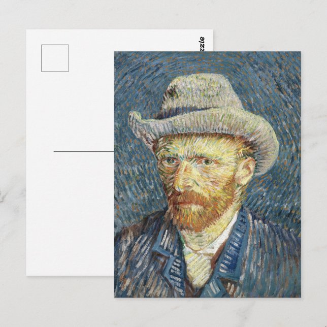 Van Gogh Självporträtt med Grått Felt Hat Vykort (Fram/baksida)