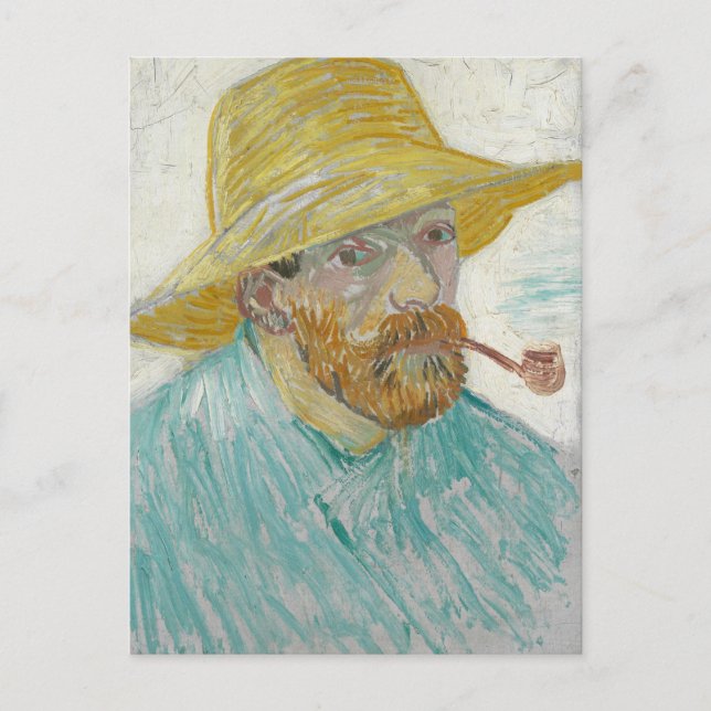 Van Gogh Självporträtt med pipa vykort (Framsida)