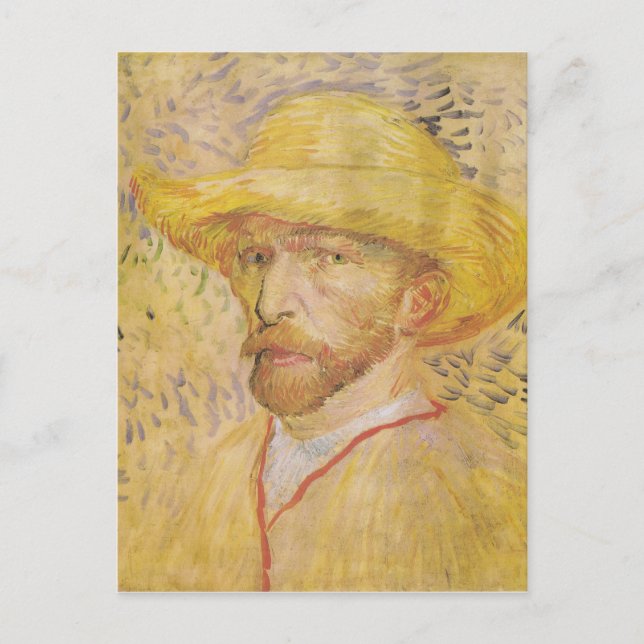 van Gogh - Självporträtt med Straw Hat (1887) Vykort (Framsida)