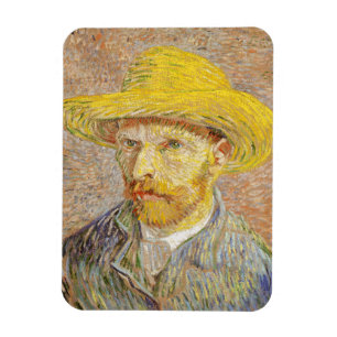 Van Gogh Självporträtt med Straw Hat Magnet