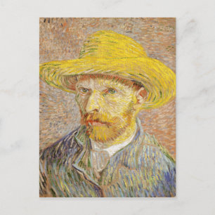 Van Gogh Självporträtt med Straw Hat Postcard Vykort