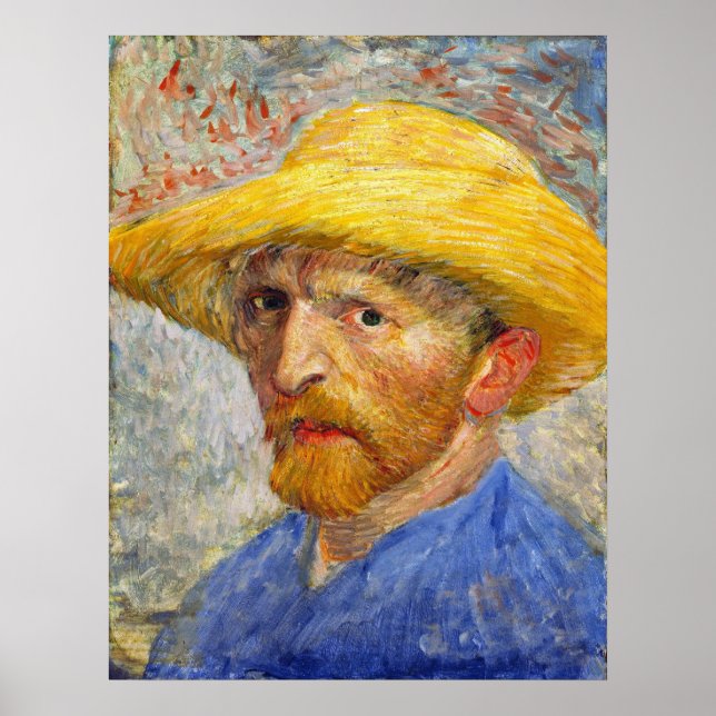 Van Gogh Självporträtt med Straw Hat Poster (Framsidan)