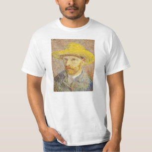 Van Gogh självporträtt med sugrörhattT-tröja T-shirt