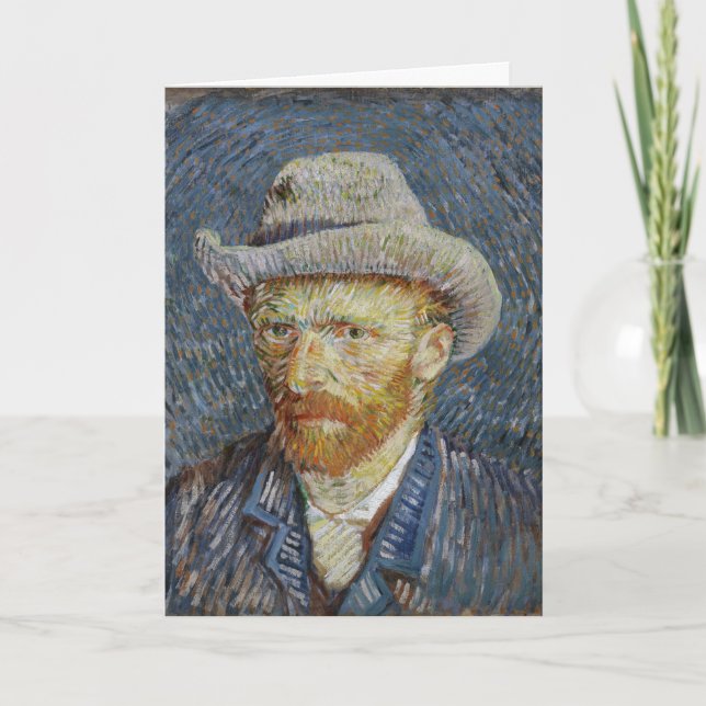 Van Gogh självporträttgrå färg klädde med filt Kort (Framsida)