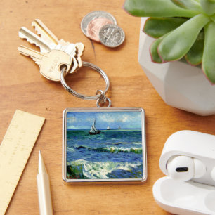 Van Gogh - Sjölandskapet Fyrkantig Silverfärgad Nyckelring