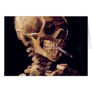 Van Gogh - skalle med en brinna cigarett Hälsningskort