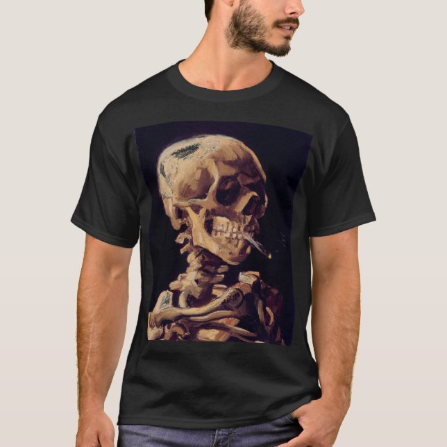 Van Gogh - skalle med en brinna cigarett T-shirt (Framsida)
