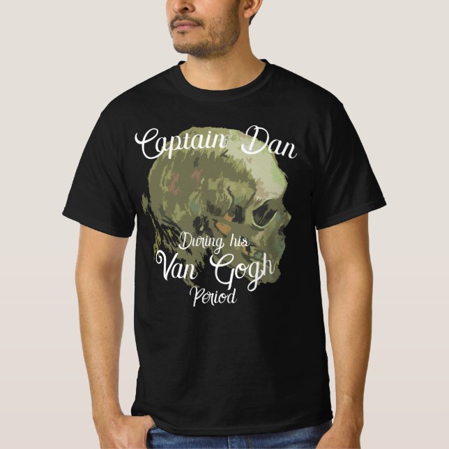 Van Gogh Skull med Arles Backround T Shirt (Framsida)