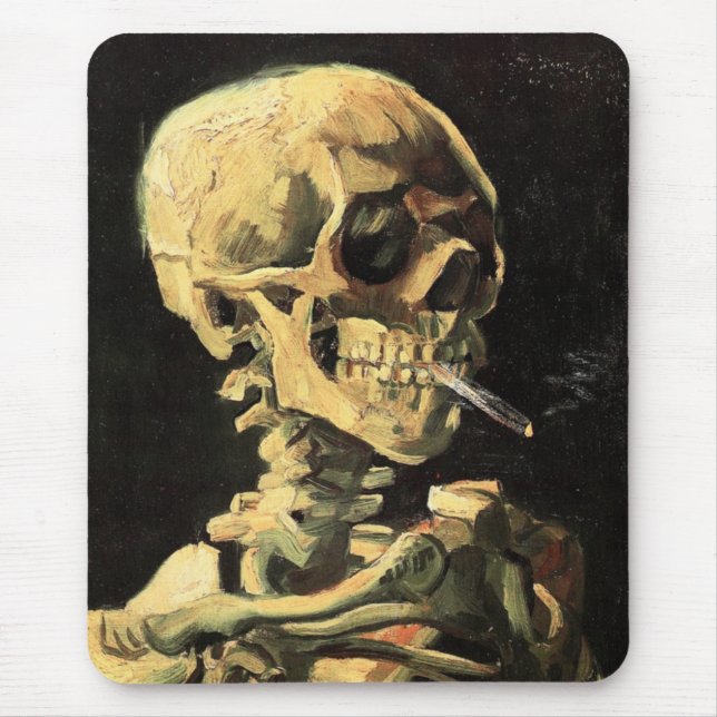 Van Gogh Skull med bränd Cigarettmusknapp Musmatta (Framsidan)