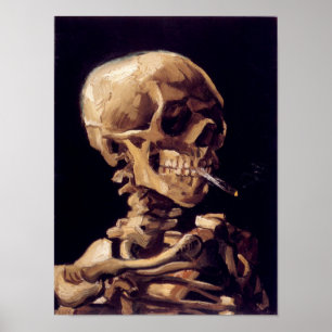 Van Gogh Skull med brinnande cigarett Poster