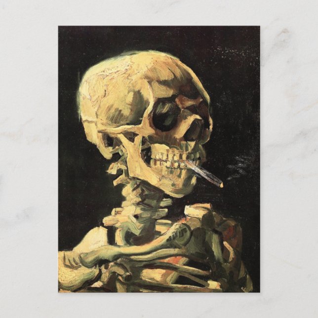 Van Gogh Skull med brinnande Cigarette-vykort Vykort (Framsida)