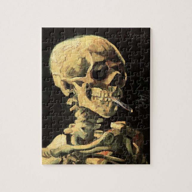 Van Gogh Skull med brinnande cigarettpussel Pussel (Vertikal)