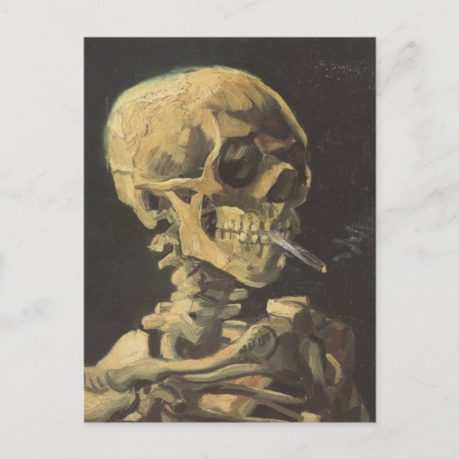 VAN GOGH - Skull med cigarett 1885 Vykort (Framsida)