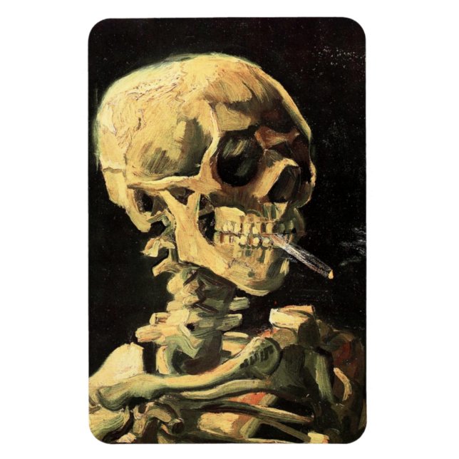 Van Gogh Skull med förbränning av Cigarette Magnet (Vertikal)