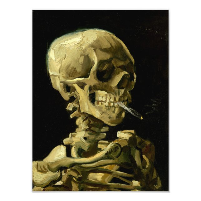 Van Gogh Smoking Skeleton Fototryck (Framsidan)