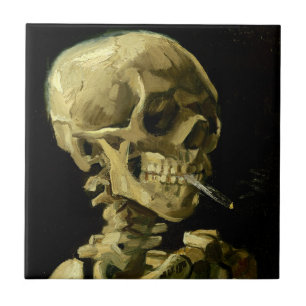 Van Gogh Smoking Skeleton Kakelplatta