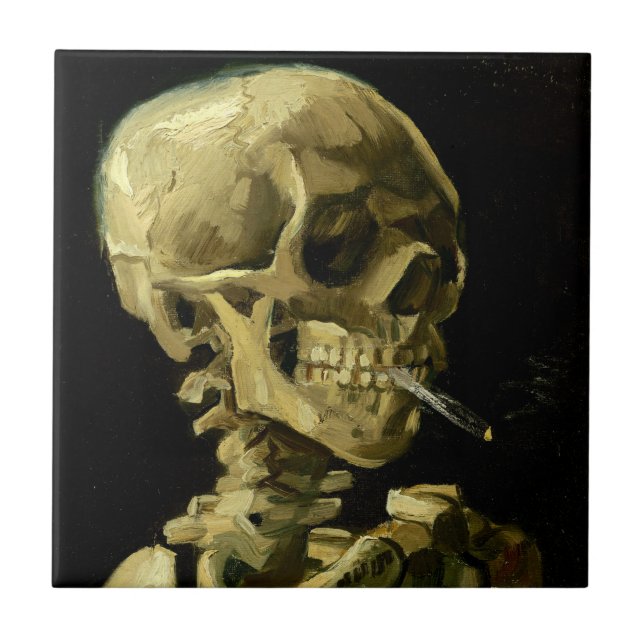 Van Gogh Smoking Skeleton Kakelplatta (Framsidan)