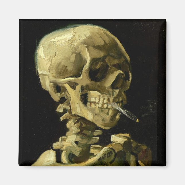 Van Gogh Smoking Skeleton Magnet (Framsidan)