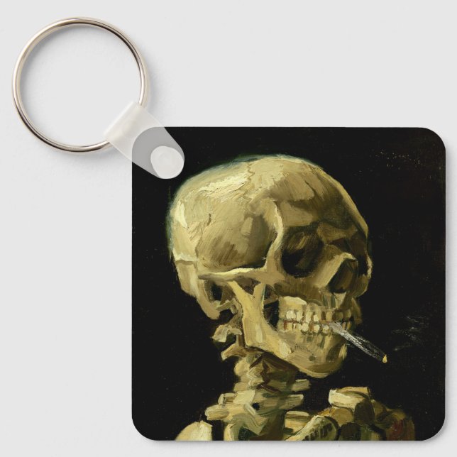 Van Gogh Smoking Skeleton Nyckelring (Framsida)