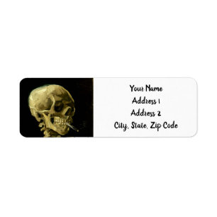 Van Gogh Smoking Skeleton Returadress Etikett