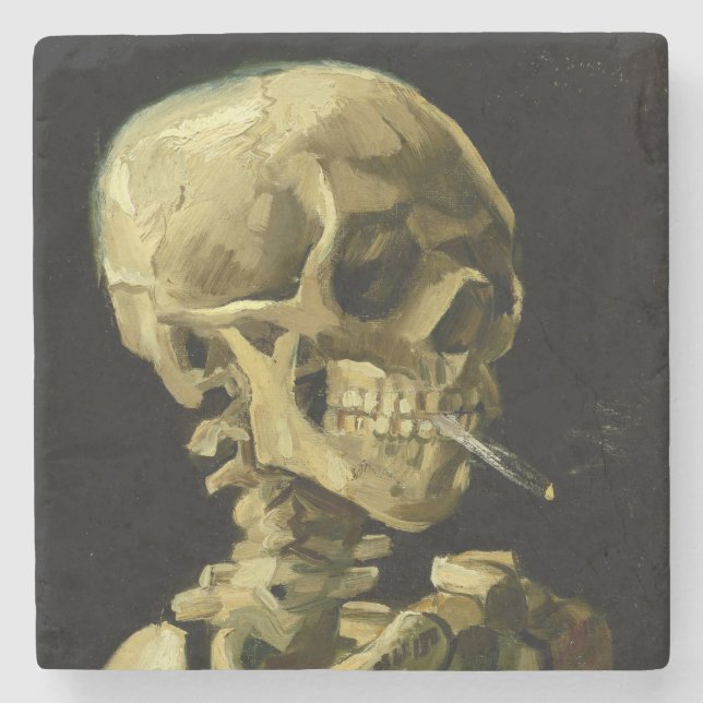 Van Gogh Smoking Skeleton Stenunderlägg (Framsidan)