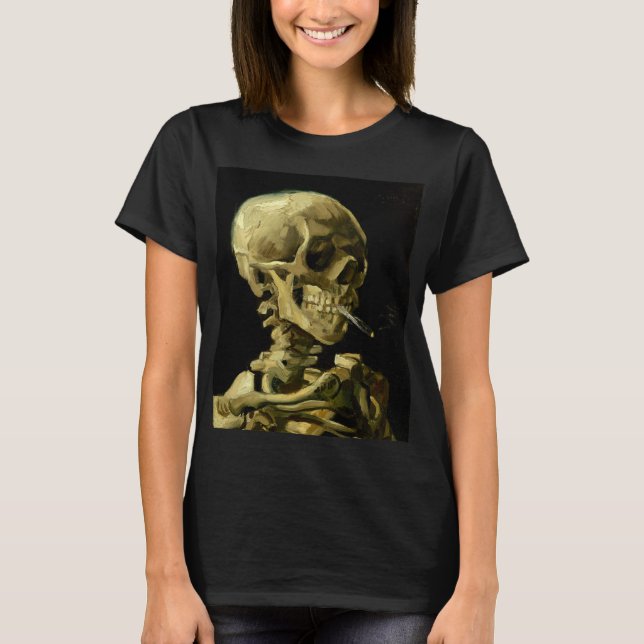 Van Gogh Smoking Skeleton T Shirt (Framsida)